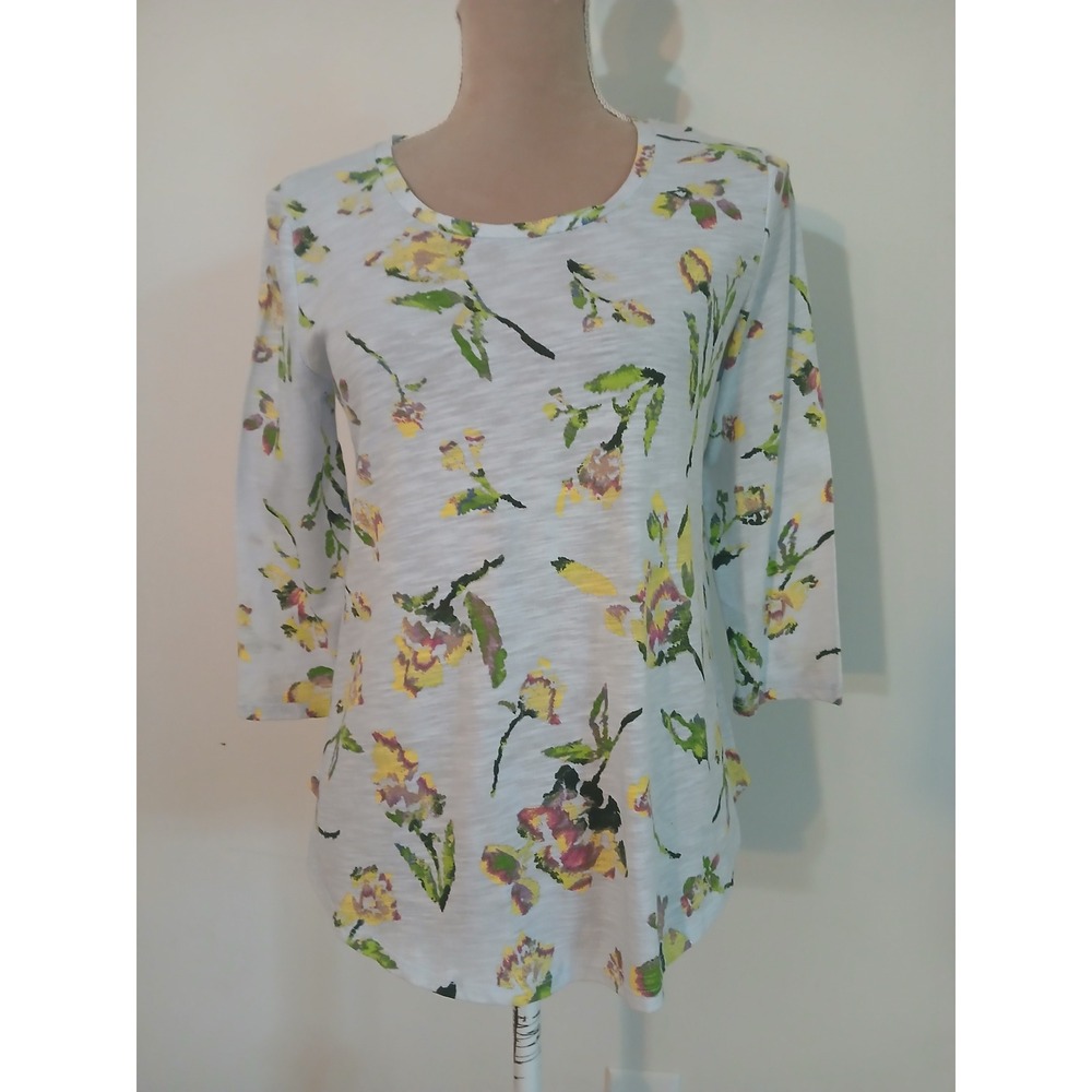 Adyson Parker Floral XS 3/4 Sleeve Cotton Top Womans New Lightweight